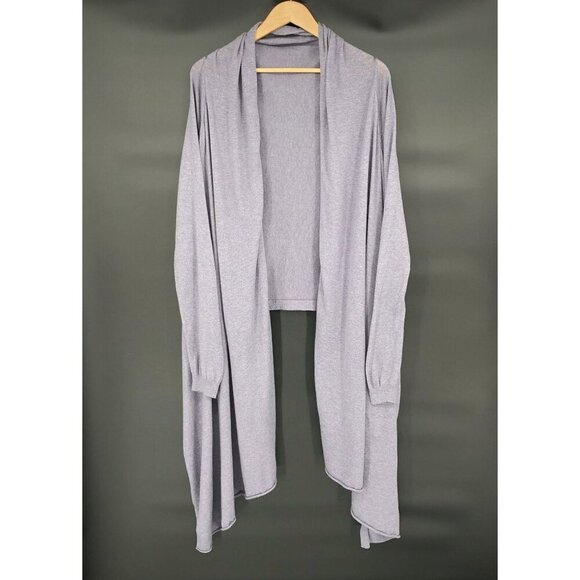 Moda International Women Cashmere Blend Waterfall Cardigan L Blue/Gray Lagenlook - Picture 1 of 9